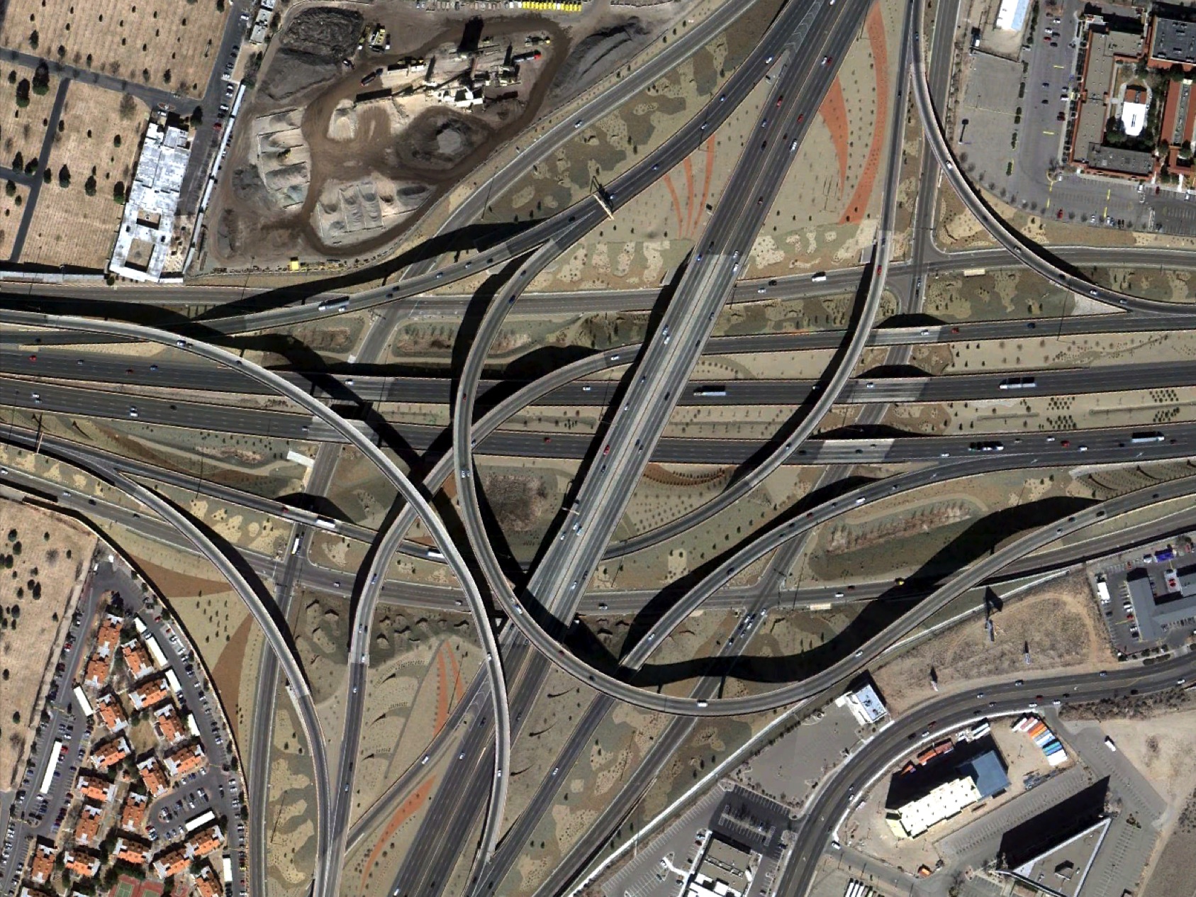Aerial photograph of highway intersection